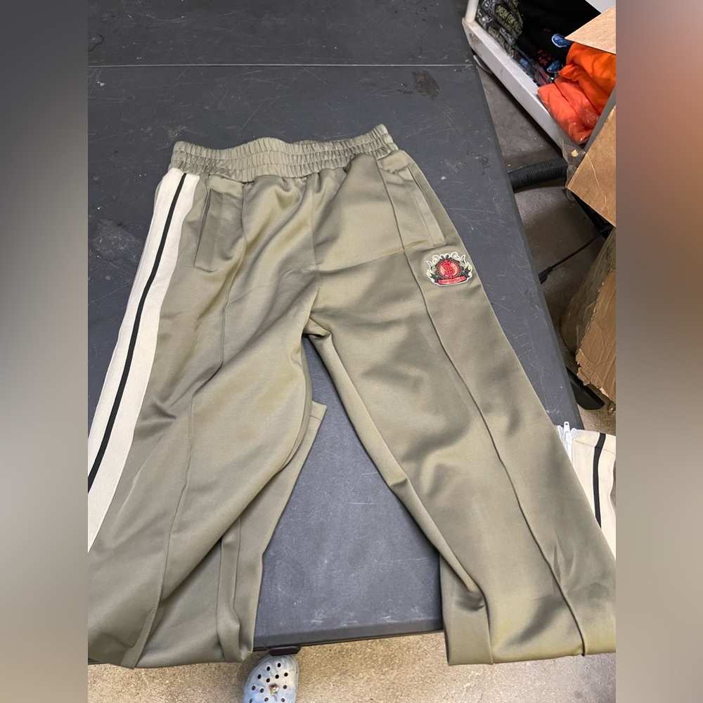 Custom One Percenters jumpsuit matching set. Olive green and cream colored. - Picture 2 of 3